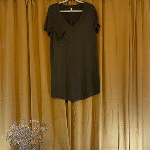 Olive V-Neck Tee Dress